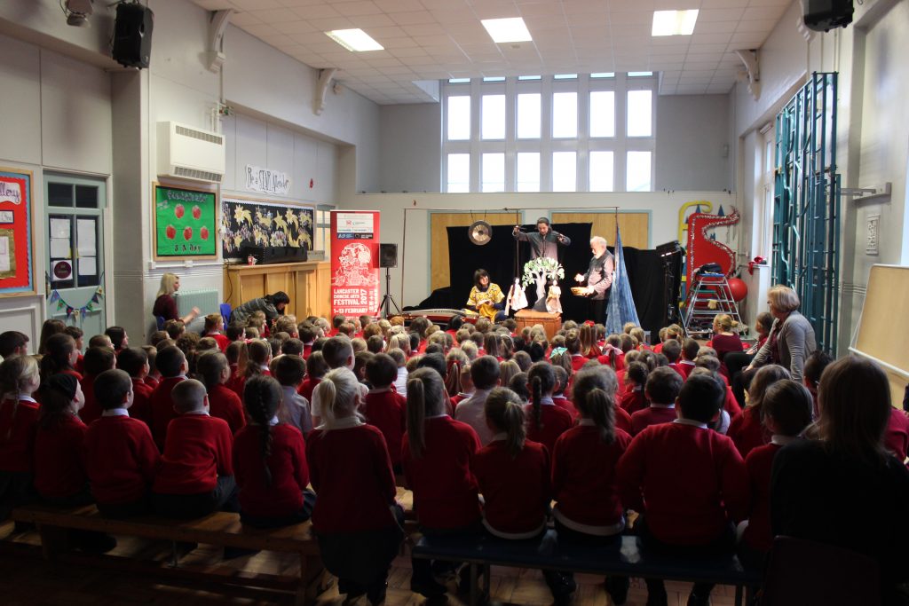 Puppetcraft peform at Morecambe based Primary School as part of Lancaster Chinese Arts Festival